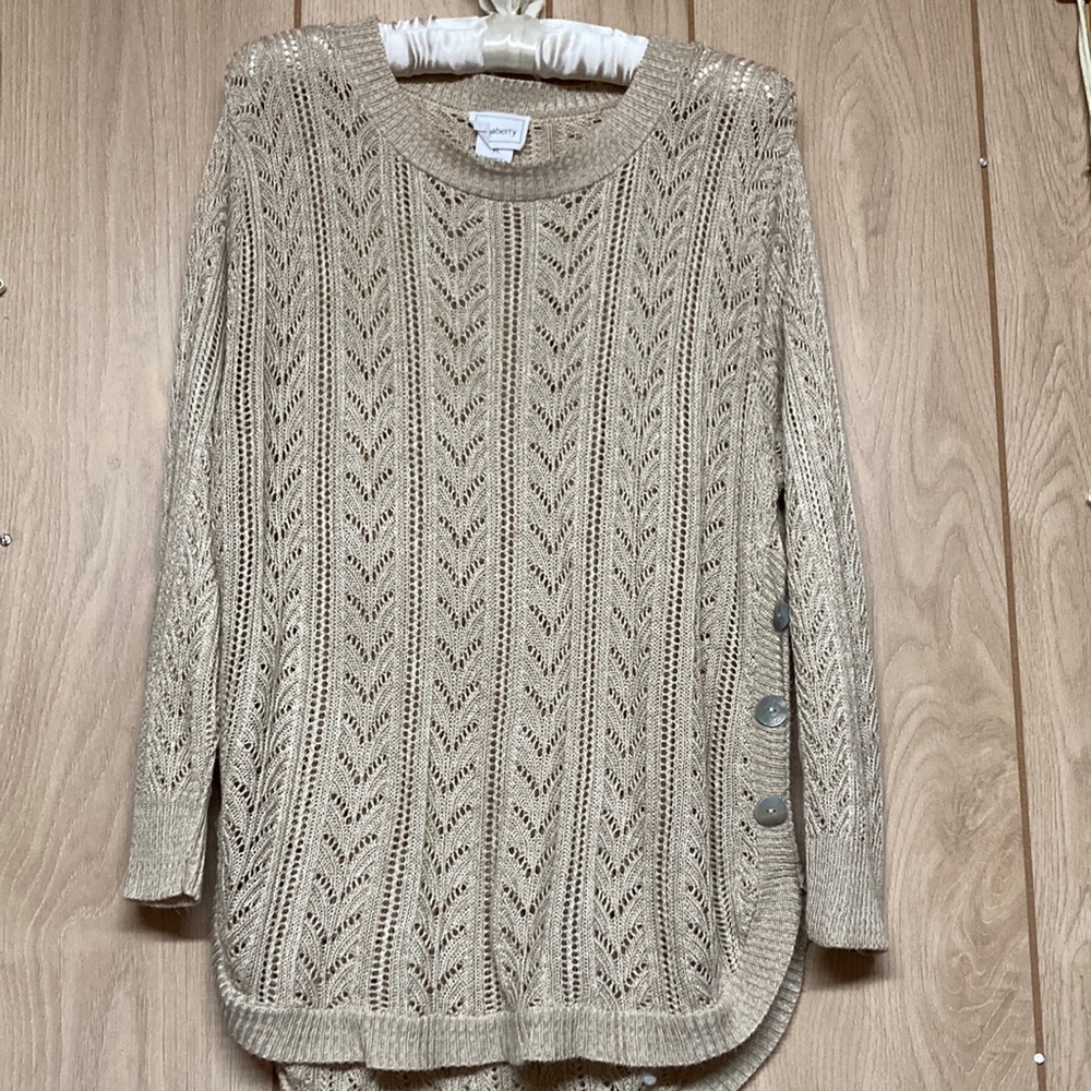 Teaberry open weave sweater top. XL